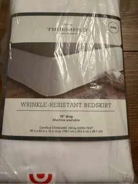 Threshold Wrinkle-Resistant King Bedskirt - White 15‎ inch drop